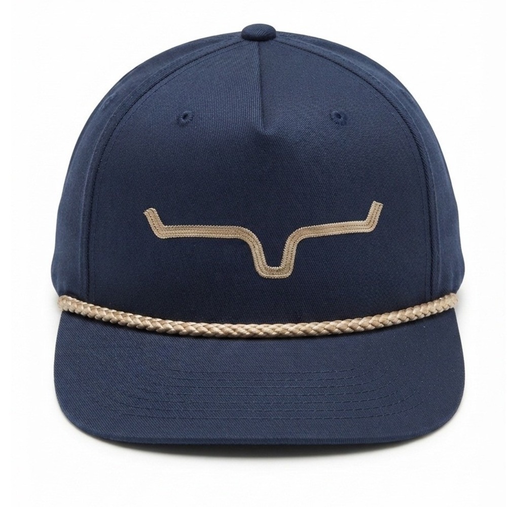 Kimes Ranch Trucker Hat Horns Logo Rope Navy Blue Cotton Snapback western